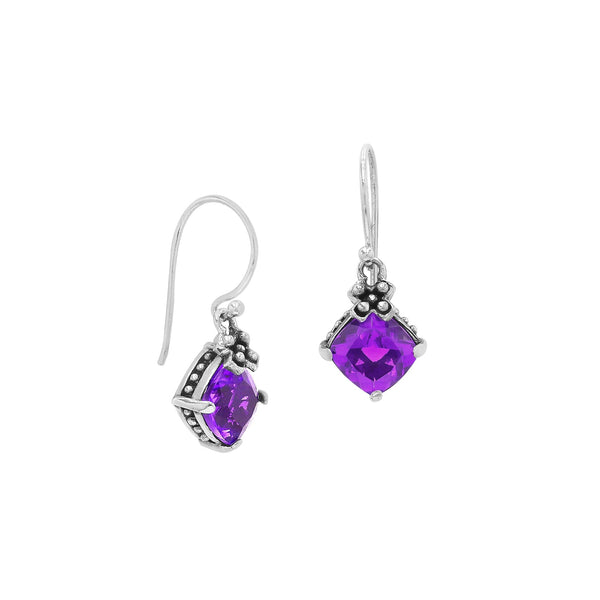 AE-6094-AM Sterling Silver Earring With Amethyst Q. Jewelry Bali Designs Inc 