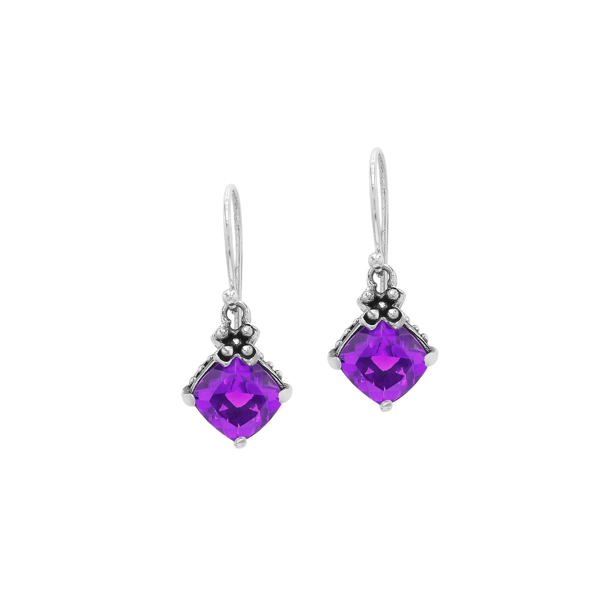 Amethyst Quartz prong-set Sterling Silver earrings