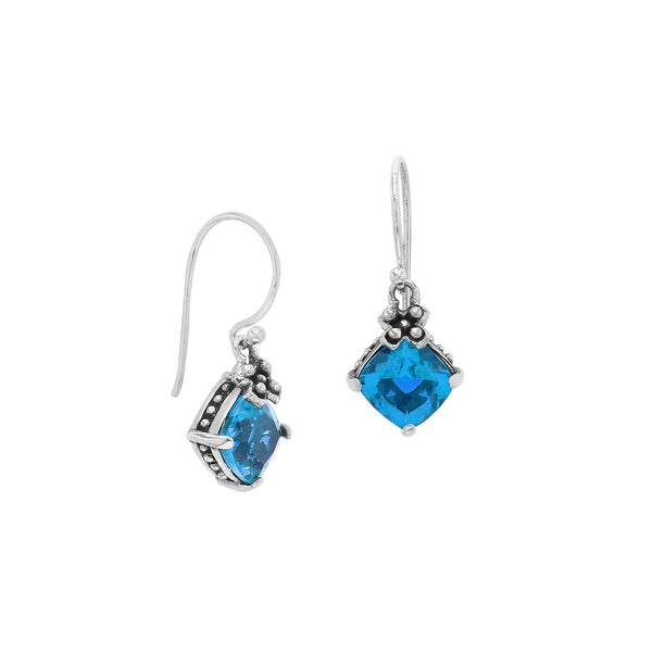 AE-6094-BT Sterling Silver Earring With Blue Topaz Q. Jewelry Bali Designs Inc 