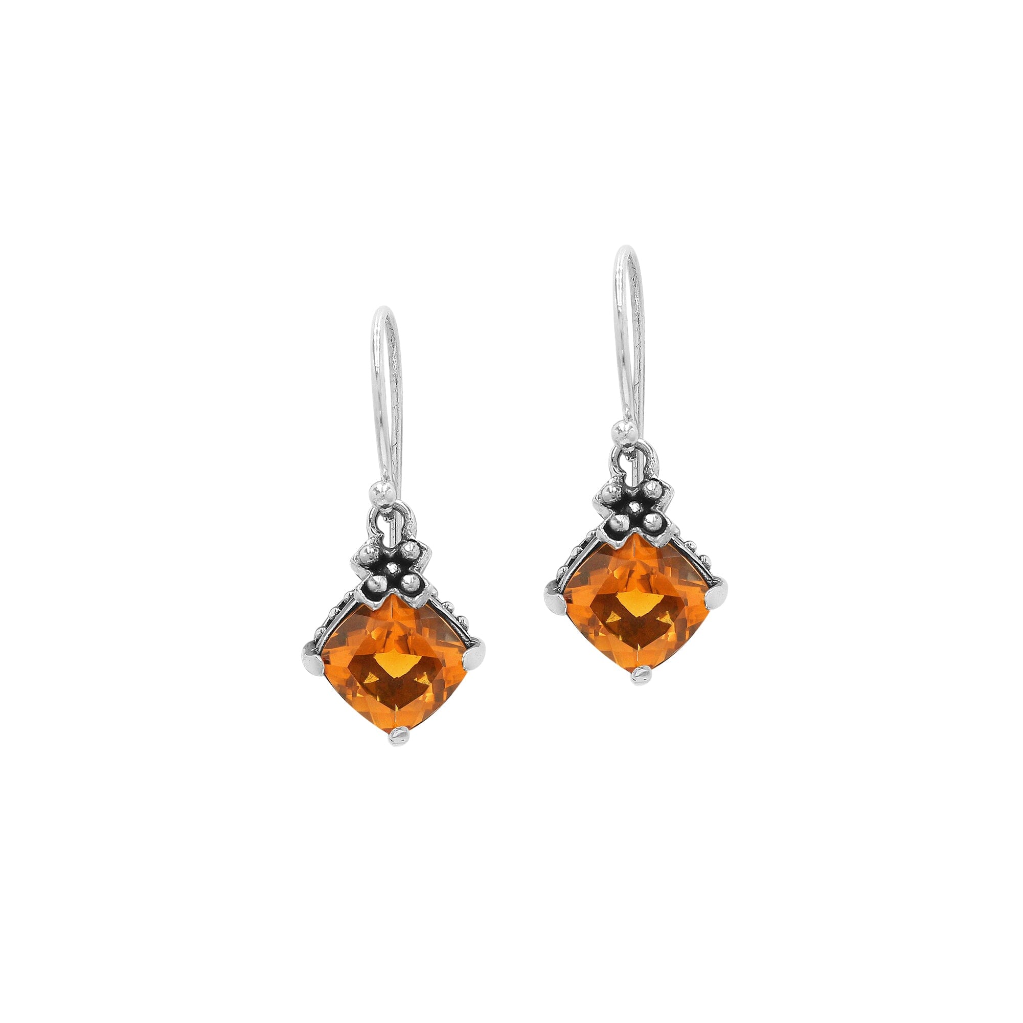 Citrine Quartz prong-set Sterling Silver earrings