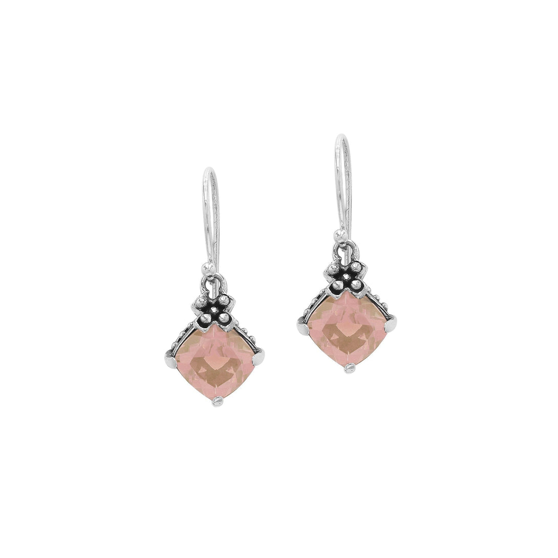 AE-6094-PQ Sterling Silver Earring With Pink Quartz Jewelry Bali Designs Inc 
