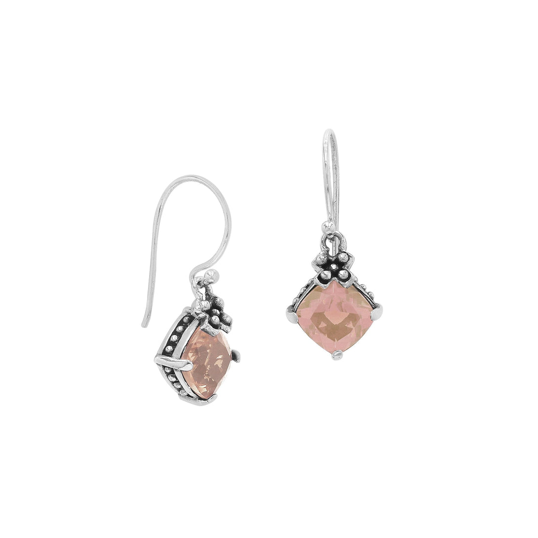 AE-6094-PQ Sterling Silver Earring With Pink Quartz Jewelry Bali Designs Inc 