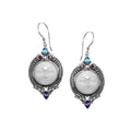Sterling Silver Bone Face earrings with multi Quartz stones