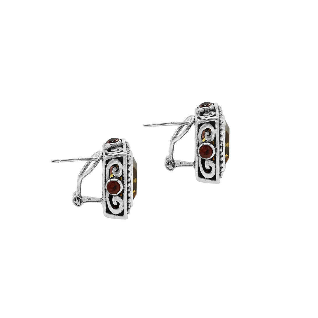AE-6098-CO2 Sterling Silver Earring With Citrine Q. & Garnet Q. Jewelry Bali Designs Inc 