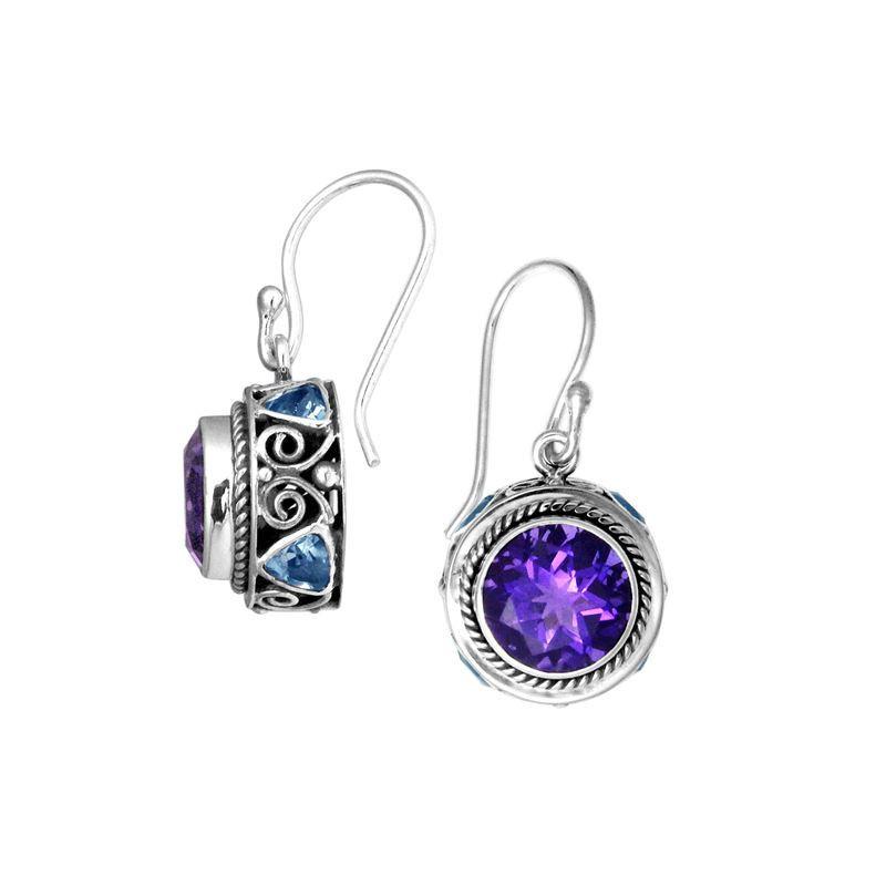 AE-6100-CO1 Sterling Silver Earring With Amethyst Q. & Blue Topaz Q. Jewelry Bali Designs Inc 
