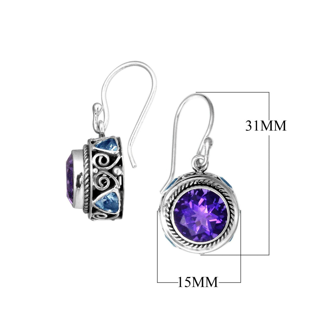 AE-6100-CO1 Sterling Silver Earring With Amethyst Q. & Blue Topaz Q. Jewelry Bali Designs Inc 