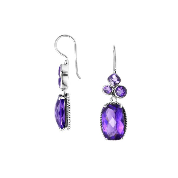 AE-6109-AM Sterling Silver Earring With Amethyst Q. Jewelry Bali Designs Inc 