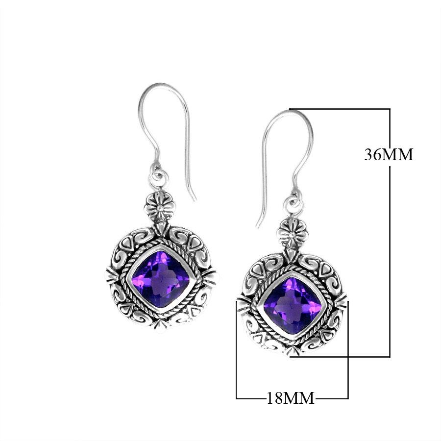 AE-6110-AM Sterling Silver Earring With Amethyst Q. Jewelry Bali Designs Inc 