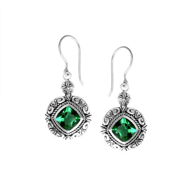 AE-6110-GQ Sterling Silver Earring With Green Quartz Jewelry Bali Designs Inc 