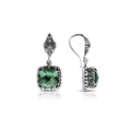 Sterling Silver Green Amethyst Quartz cushion earrings