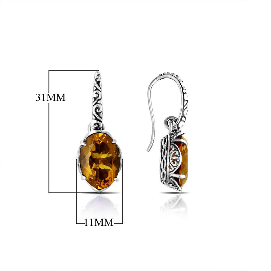 Sterling Silver Citrine Quartz oval earrings