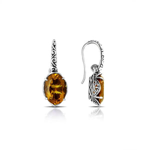 Sterling Silver Citrine Quartz oval earrings