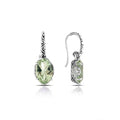 Sterling Silver Green Amethyst Quartz oval earrings