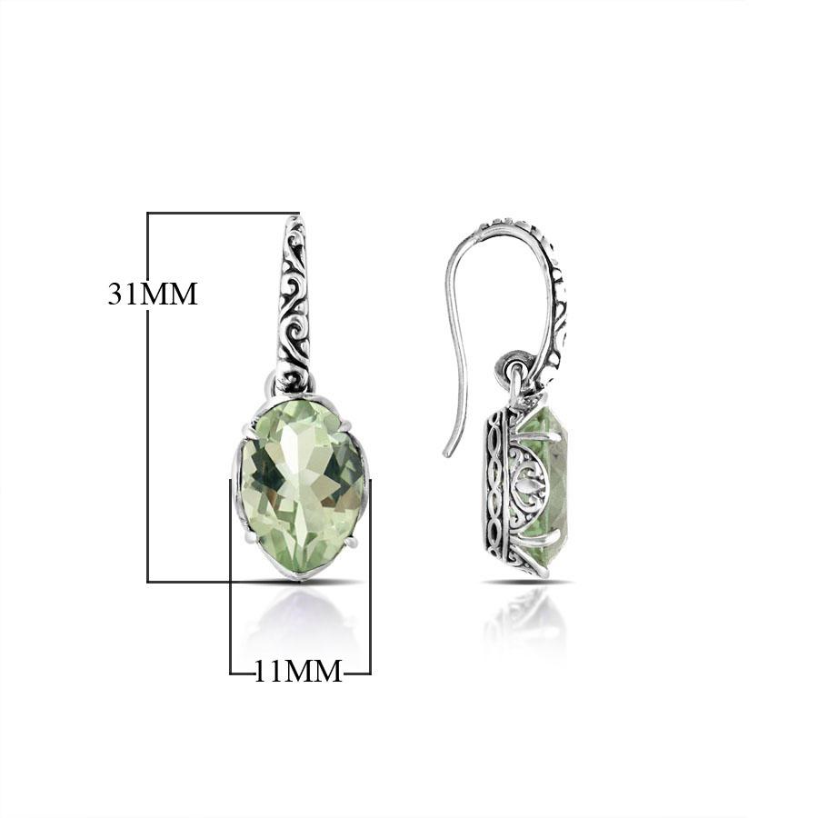 AE-6112-GAM Sterling Silver Earring With Green Amethyst Q. Jewelry Bali Designs Inc 