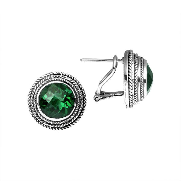 AE-6114-GQ Sterling Silver Earring With Green Quartz Jewelry Bali Designs Inc 