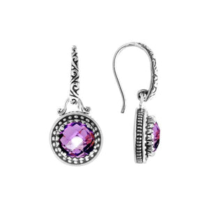 Sterling Silver Amethyst Quartz round beaded earrings