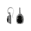Wholesale sterling silver cushion-shaped earrings with Black Onyx and handcrafted detailing.