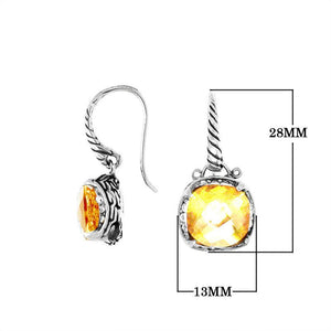 Wholesale sterling silver cushion earrings with Lemon Quartz and Cubic Zirconia accents.