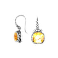 Wholesale sterling silver cushion earrings with Lemon Quartz and Cubic Zirconia accents.