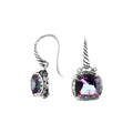 Wholesale sterling silver cushion earrings with Mystic Quartz and Cubic Zirconia accents.
