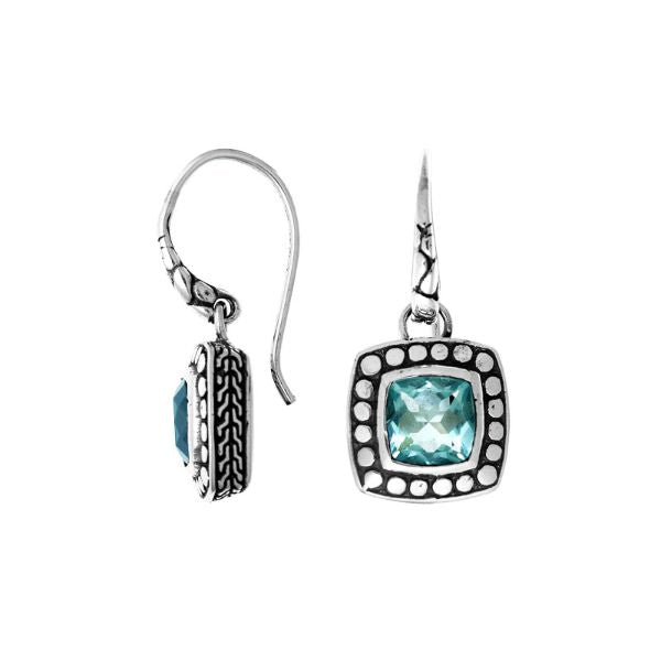 AE-6146-BT Sterling Silver Earring With Blue Topaz Q. Jewelry Bali Designs Inc 