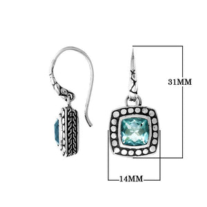 AE-6146-BT Sterling Silver Earring With Blue Topaz Q. Jewelry Bali Designs Inc 