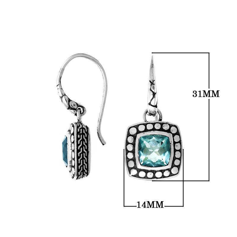 AE-6146-BT Sterling Silver Earring With Blue Topaz Q. Jewelry Bali Designs Inc 