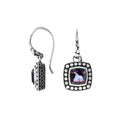 Wholesale sterling silver square earrings with Mystic Quartz and detailed beaded frame.