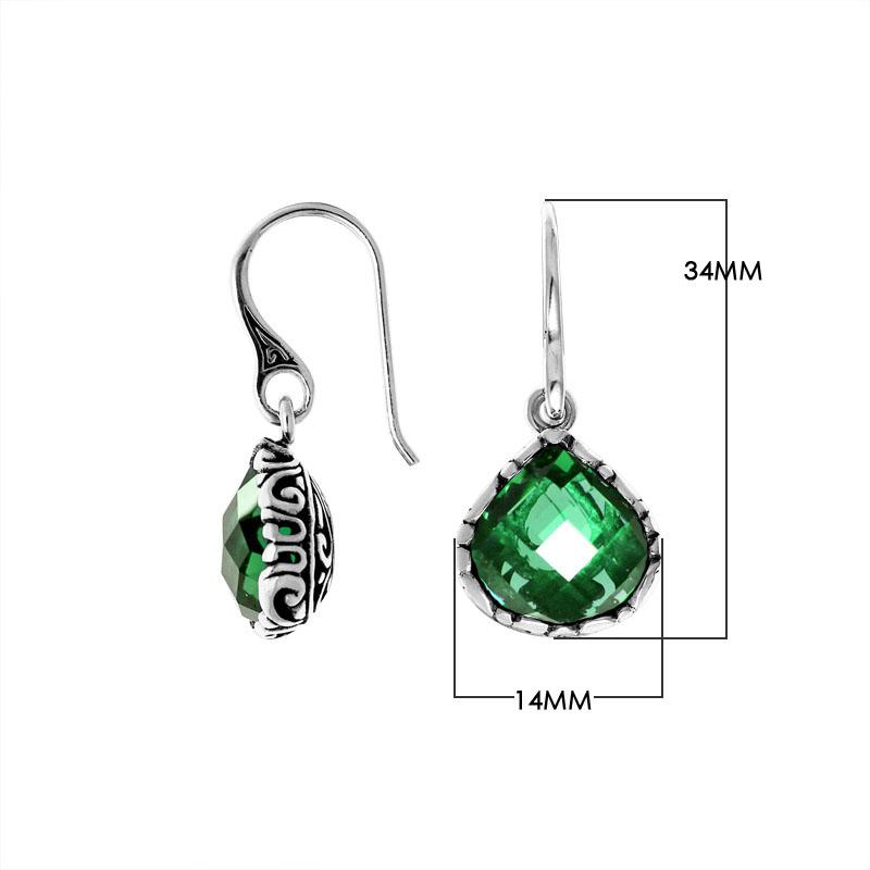 Wholesale sterling silver teardrop earrings featuring faceted Green Quartz and polished detailing.