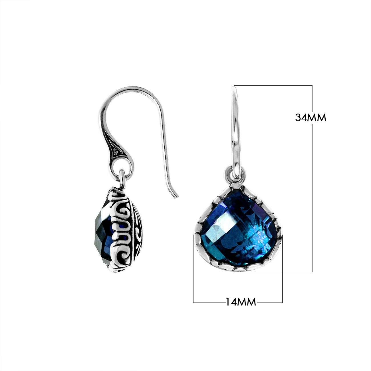 Wholesale sterling silver teardrop earrings with faceted London Blue Topaz Quartz.