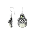 Wholesale sterling silver earrings with Peridot Quartz and carved bone face handcrafted by artisans