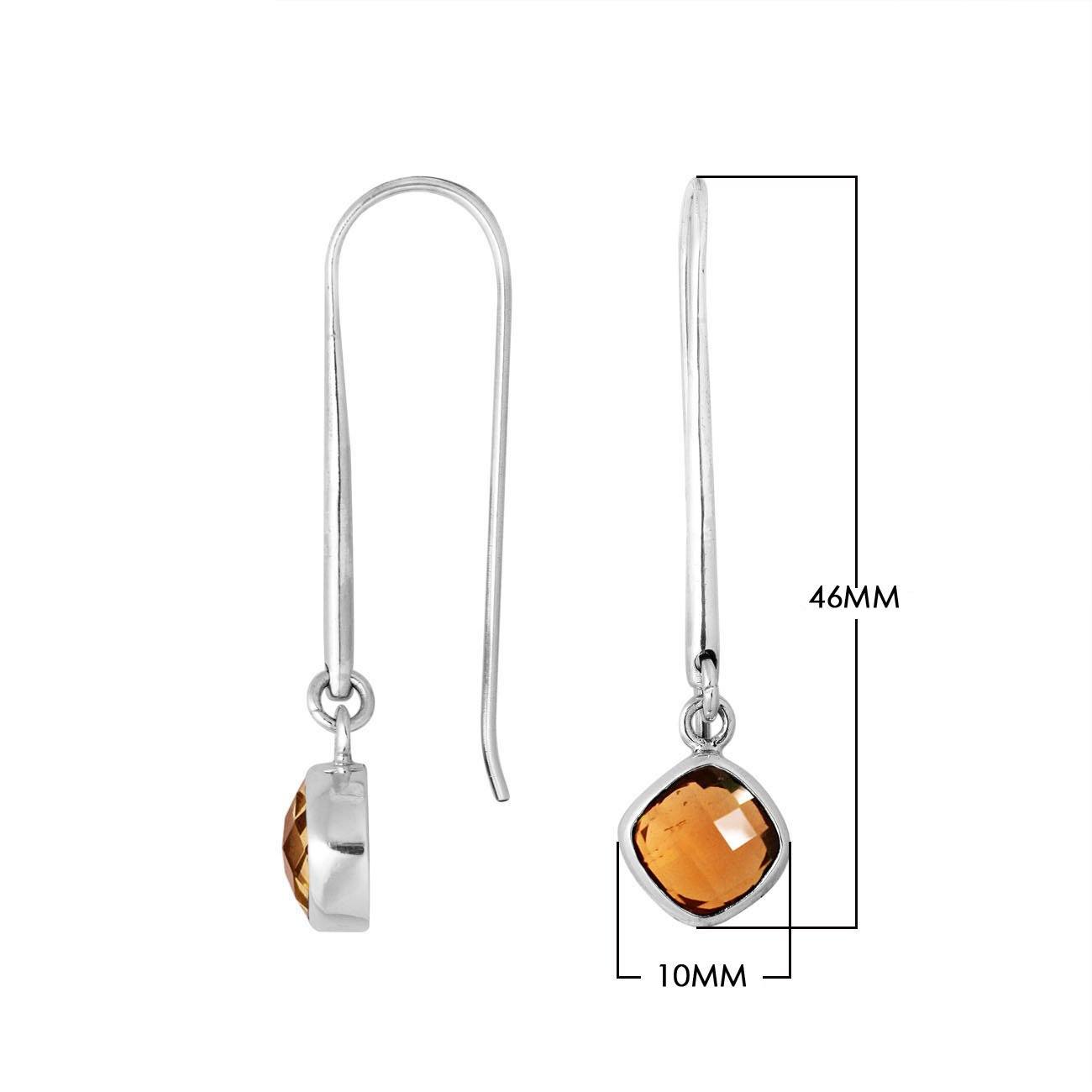 Wholesale sterling silver hook earrings with faceted Citrine Quartz stone