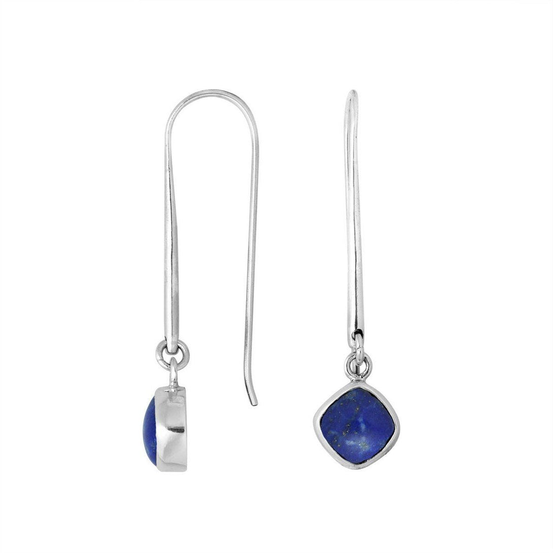 AE-6157-LP Sterling Silver Cushion Shape Earring With Lapis Jewelry Bali Designs Inc 