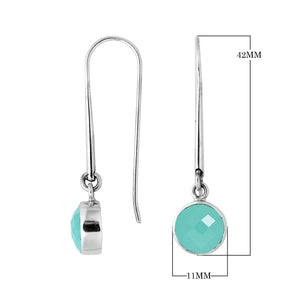 Wholesale sterling silver round hook earrings with Green Chalcadoney stone