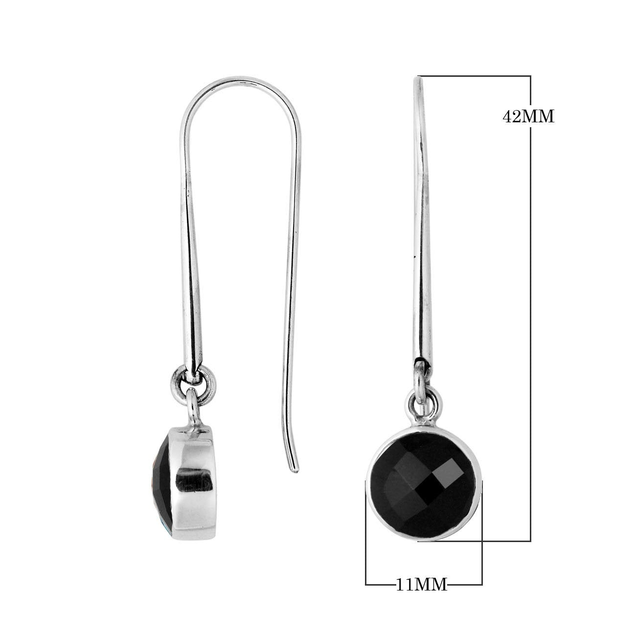 Wholesale sterling silver round hook earrings with Black Onyx stone