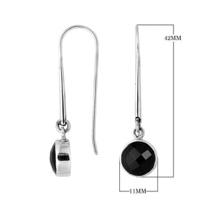 Wholesale sterling silver round hook earrings with Black Onyx stone