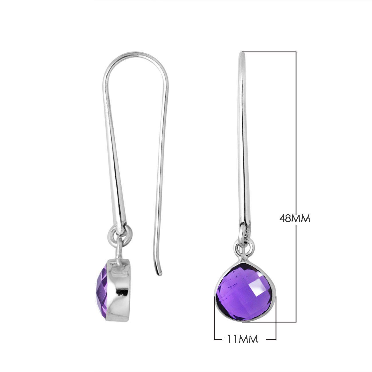 Wholesale sterling silver pear hook earrings with Amethyst Quartz stone