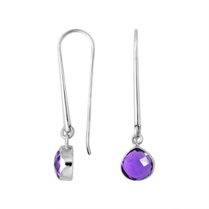 Wholesale sterling silver pear hook earrings with Amethyst Quartz stone