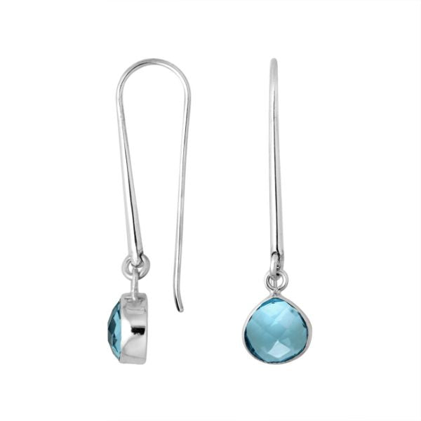 AE-6159-BT Sterling Silver Pear Shape Earring With Blue Topaz Q. Jewelry Bali Designs Inc 