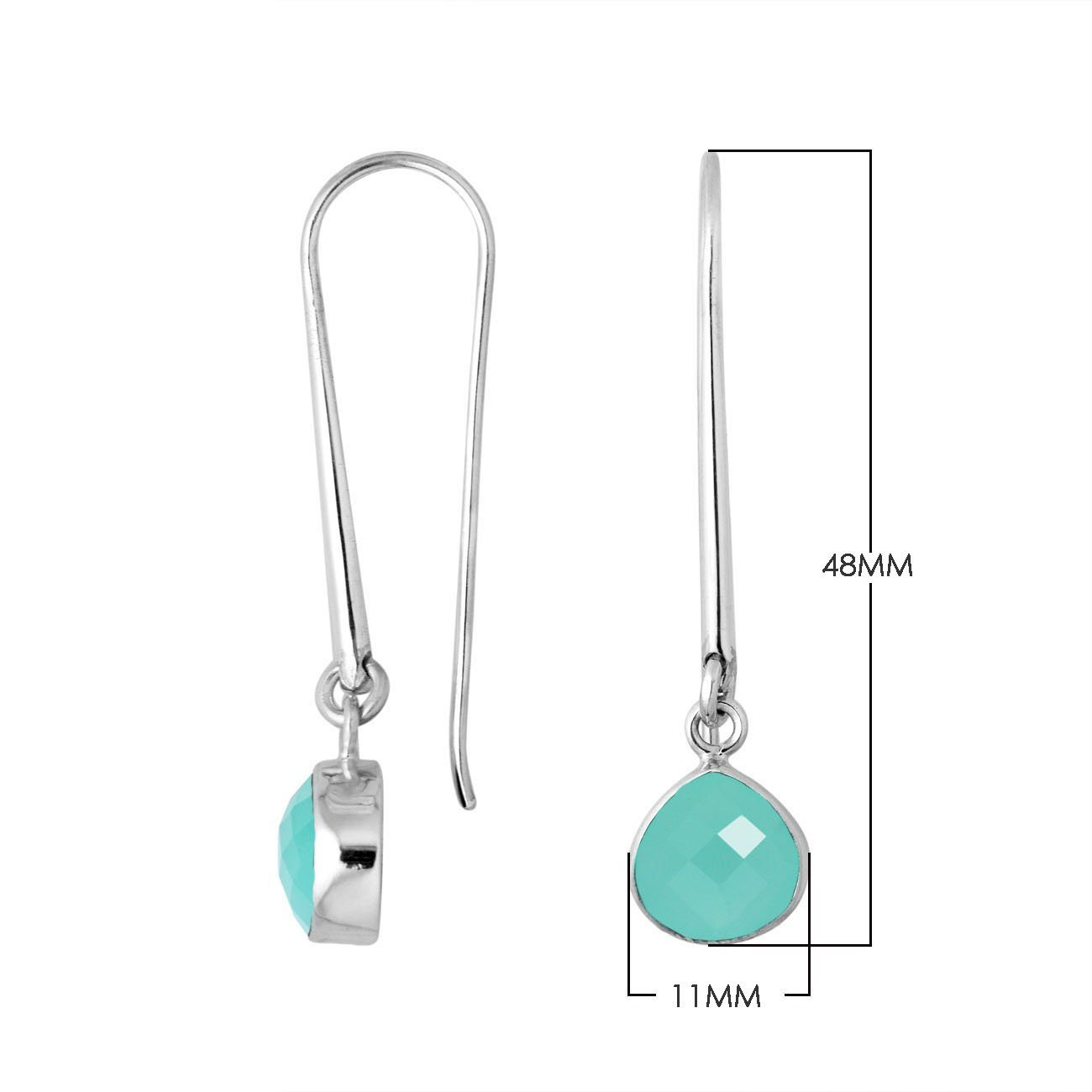 Wholesale sterling silver pear hook earrings with Green Chalcadoney stone