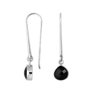Wholesale sterling silver pear hook earrings with Black Onyx stone