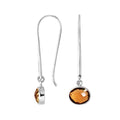 Wholesale sterling silver oval hook earrings with Citrine Quartz stone