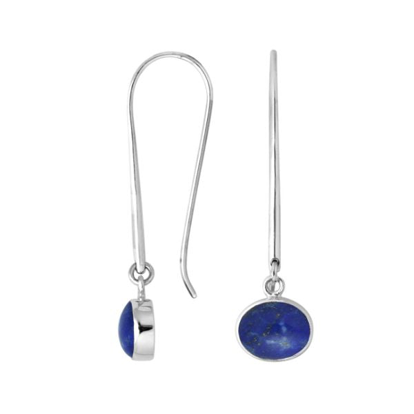 AE-6160-LP Sterling Silver Oval Shape Earring With Lapis Jewelry Bali Designs Inc 