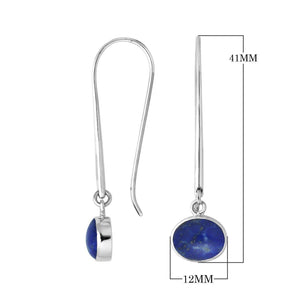 Wholesale sterling silver oval hook earrings with Lapis stone