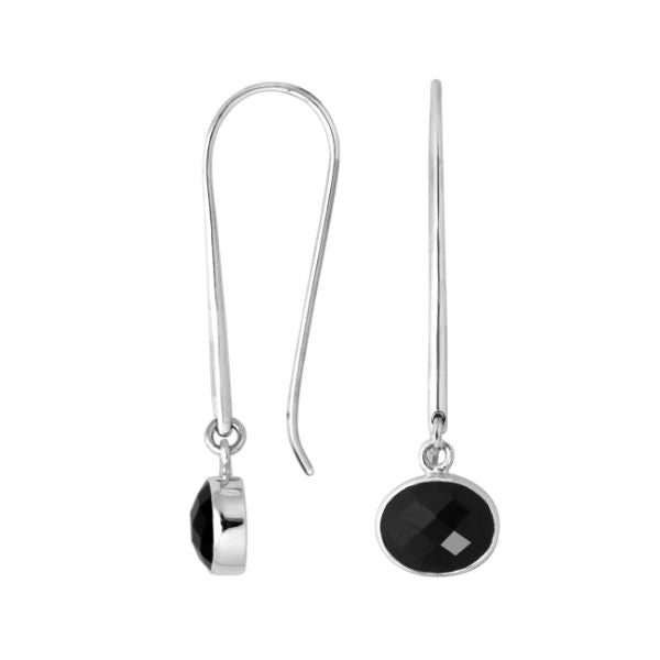 AE-6160-OX Sterling Silver Oval Shape Earring With Black Onyx Jewelry Bali Designs Inc 