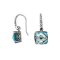 Wholesale sterling silver cushion earrings with Blue Topaz Quartz stone