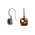 Wholesale sterling silver cushion earrings with Citrine Quartz stone