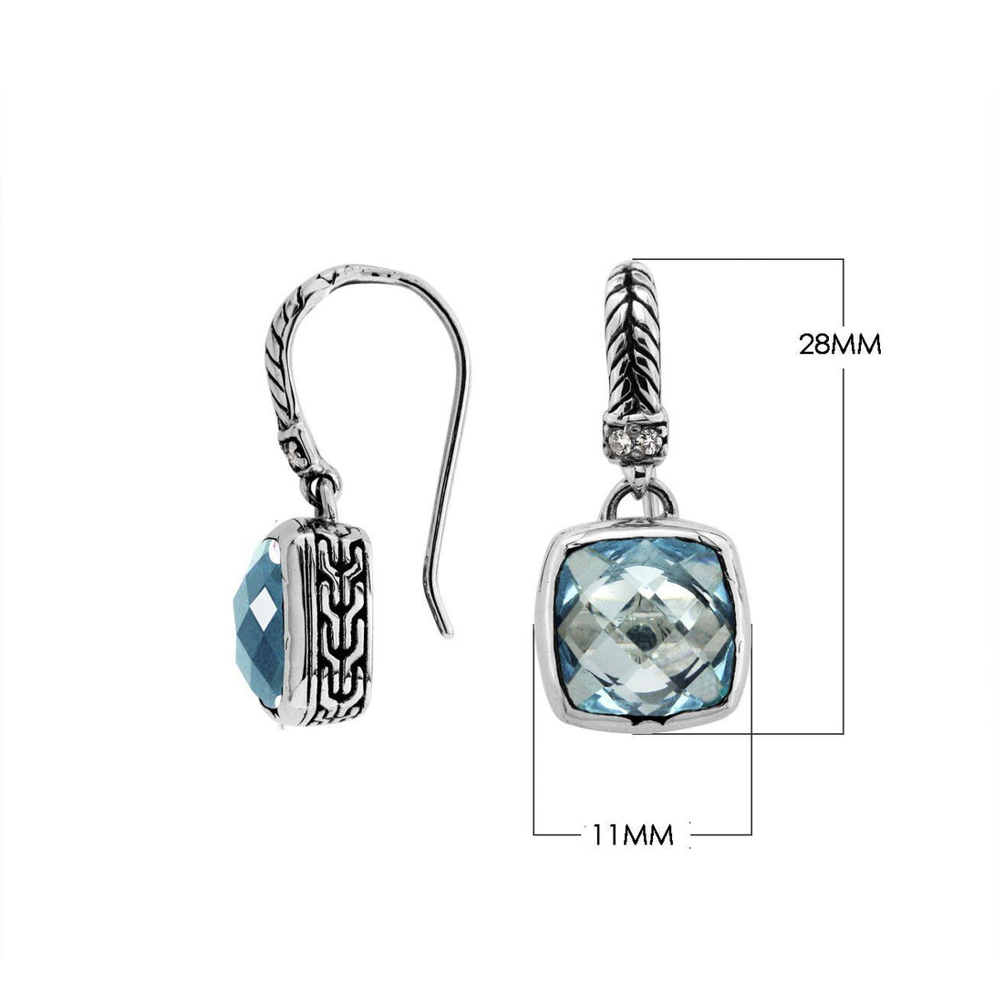 AE-6162-BT Sterling Silver Earring With Blue Topaz Q. Jewelry Bali Designs Inc 