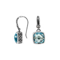 Wholesale sterling silver cushion earrings with Blue Topaz Quartz and Cubic Zirconia