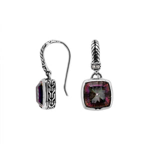Wholesale sterling silver cushion earrings with Mystic Quartz and Cubic Zirconia
